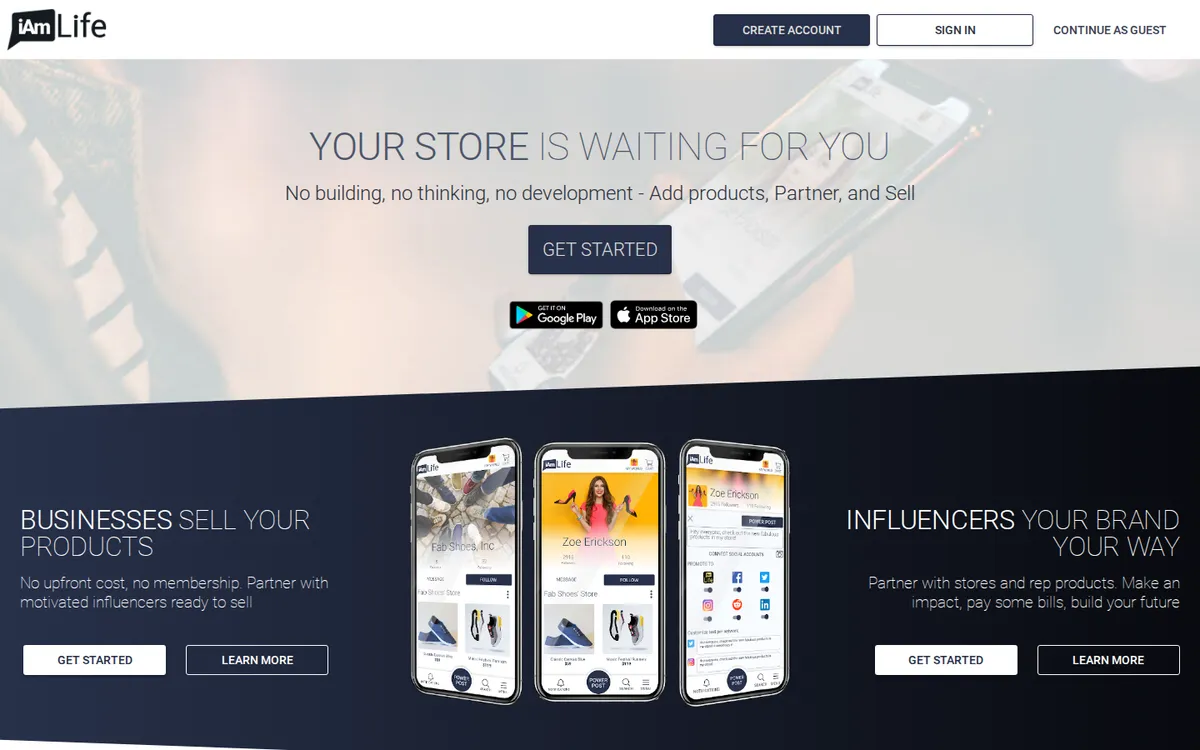 iAmLife — website screenshot