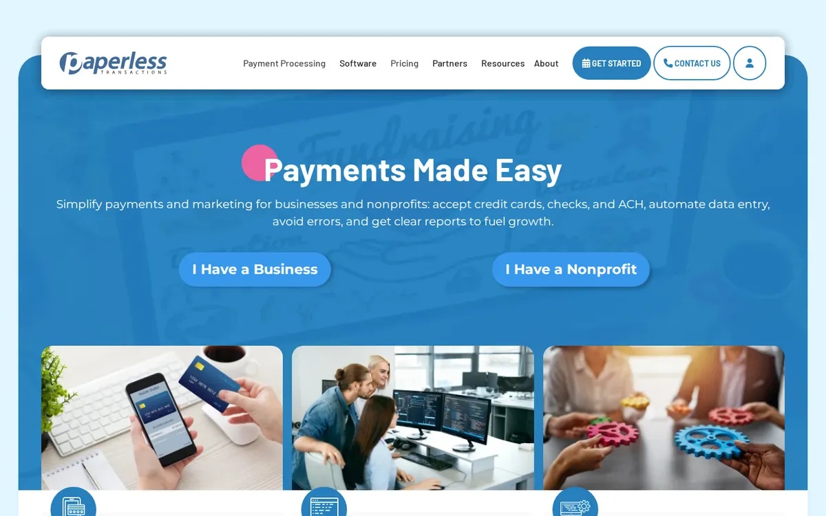 Paperless Transactions × CiviCRM — website screenshot